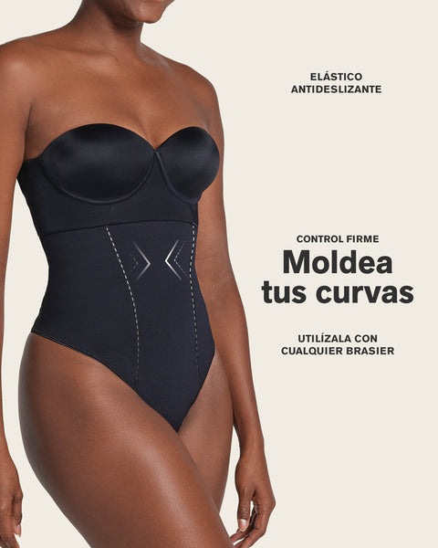 Bloomer faja de control estilo hilo y efecto cintura reloj de arena#color_700-negro