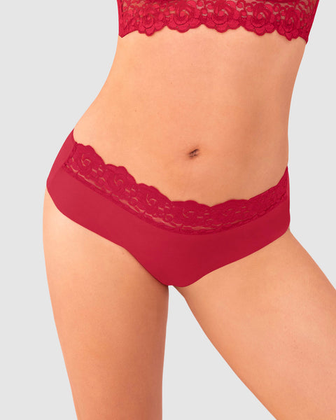 Sexy bloomer cachetero en tela ultraliviana con encaje comodidad total#color_302-rojo-cereza