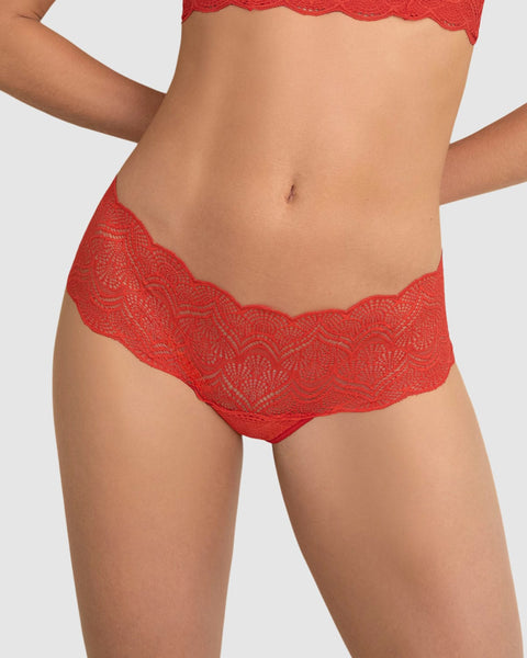 Bloomer estilo cachetero en encaje con transparencias y bordes redondeados#color_239-rojo