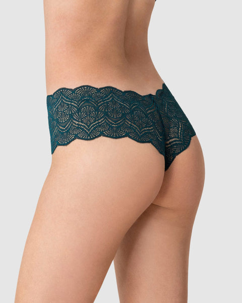 Bloomer estilo cachetero en encaje con transparencias y bordes redondeados#color_660-verde-oscuro