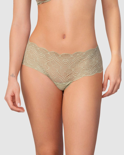 Bloomer estilo cachetero en encaje con transparencias y bordes redondeados#color_a56-verde