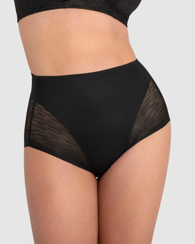 Bloomer faja clásico invisible con transparencias en glúteos y laterales#color_700-negro