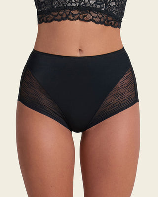 Bloomer faja clásico invisible con transparencias en glúteos y laterales#color_700-negro