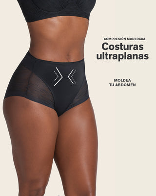 Bloomer faja clásico invisible con transparencias en glúteos y laterales#color_700-negro