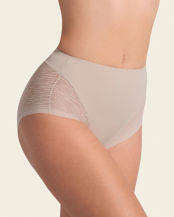 Bloomer faja clásico invisible con transparencias en glúteos y laterales#color_802-cafe-claro