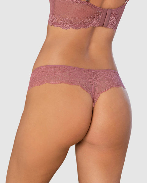 Bloomer estilo tanga hilo con laterales y encaje#color_349-vino