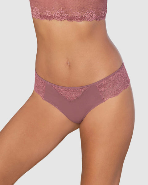 Bloomer estilo tanga hilo con laterales y encaje#color_349-vino