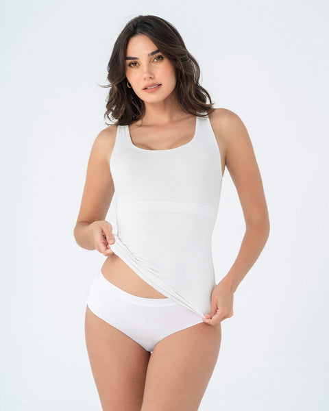 Blusa de control moderado con doble capa en abdomen#color_000-blanco