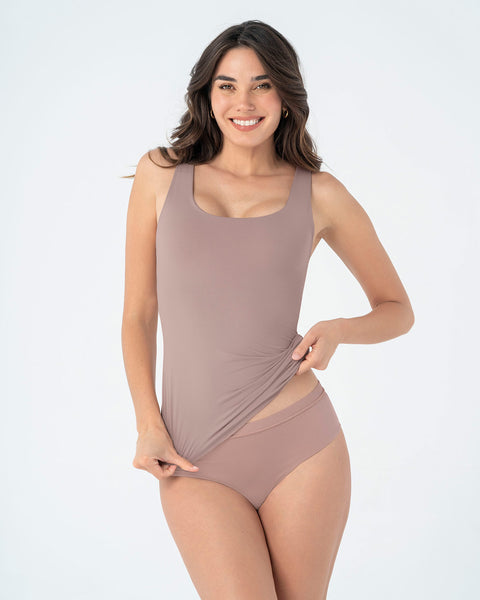 Blusa de control moderado con doble capa en abdomen#color_281-palo-de-rosa