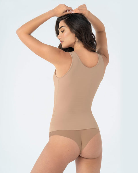 Blusa de control moderado con doble capa en abdomen#color_801-cafe-medio