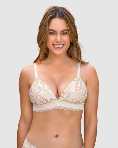 Brasier ultracómodo con encaje en la base y espalda Comfy Bra#color_a52-marfil-estampado