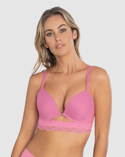 Brasier doble realce con escote profundo en espalda sexy back#color_386-rosado