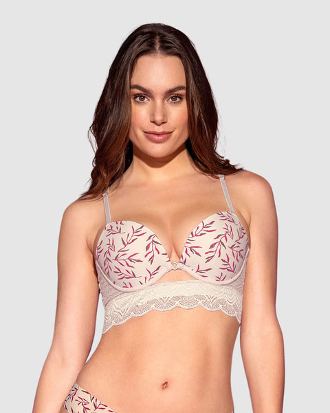 Brasier doble realce con escote profundo en espalda Sexy Back#color_b10-estampado-ramas