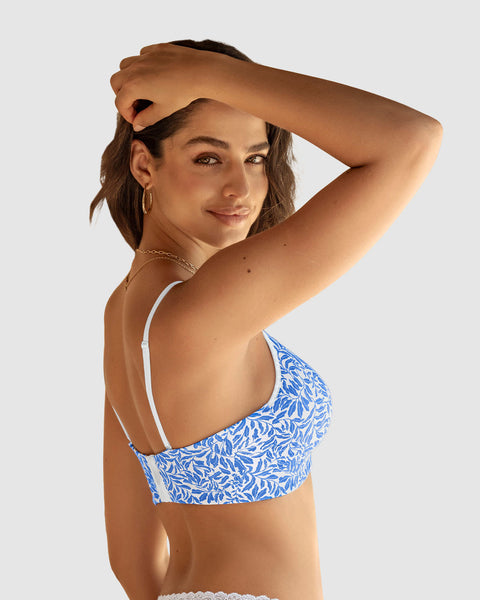 Brasier sin arco total comodidad Elemental Bra#color_b77-marfil-estampado-hojas-azules