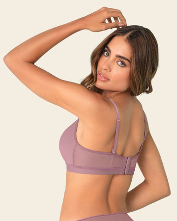 Brasier sin arco Pura Comodidad con detalles en tul#color_413-morado-medio