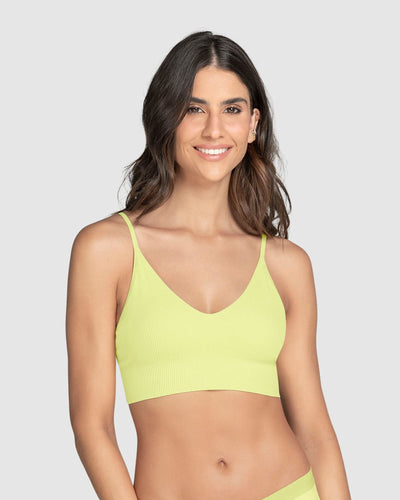 Top en tecnología seamless con textura acanalada Natural Comfort#color_b48-amarillo-neon