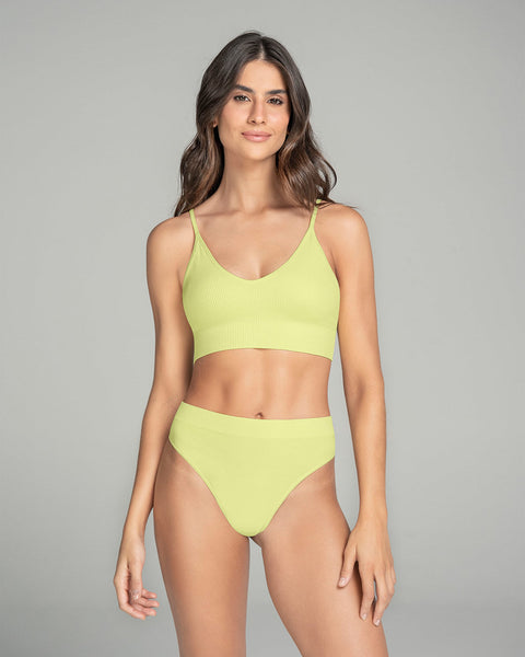 Top en tecnología seamless con textura acanalada Natural Comfort#color_b48-amarillo-neon