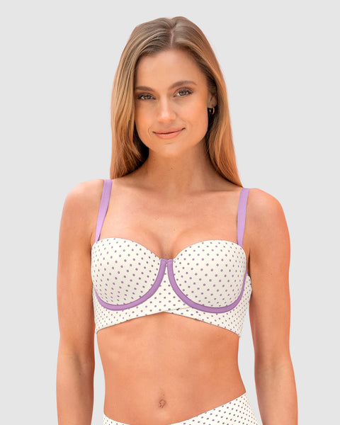Brasier strapless ideal para busto mediano y grande#color_b77-estampado-puntos-lila