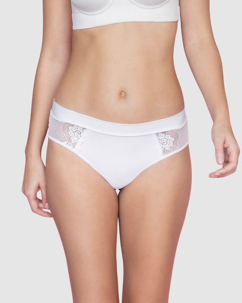 Paquete x3 bloomers cachetero en microfibra y detalles en encaje#color_000-blanco