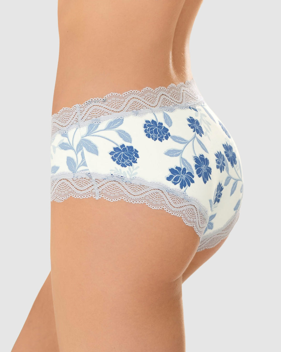 Bloomer hípster tiro medio en tela lisa y encaje