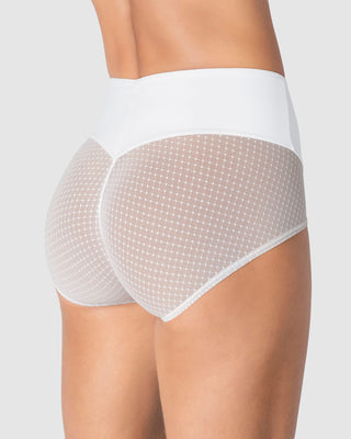 Bloomer clásico de control fuerte en abdomen, glúteos en tul#color_000-blanco