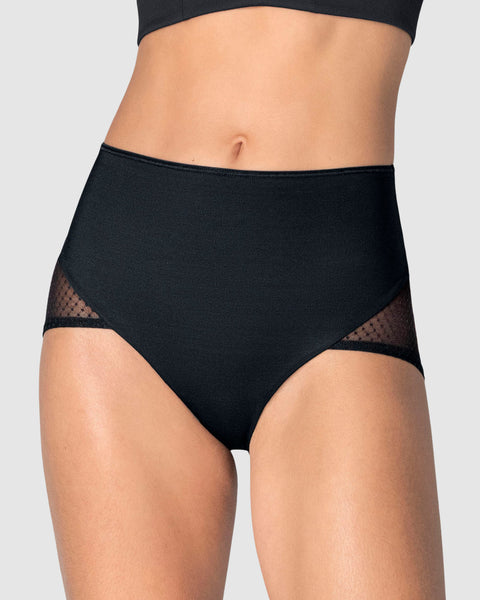 Bloomer clásico de control fuerte en abdomen, glúteos en tul#color_700-negro