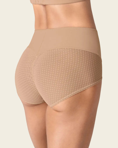 Bloomer clásico de control fuerte en abdomen, glúteos en tul#color_801-cafe-medio