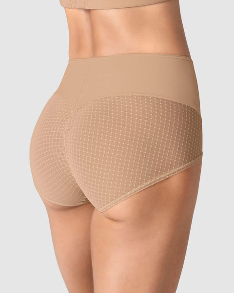 Bloomer clásico de control fuerte en abdomen, glúteos en tul#color_801-cafe-medio