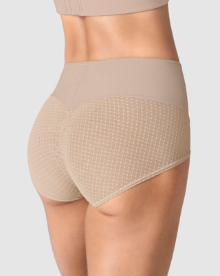 Bloomer clásico de control fuerte en abdomen, glúteos en tul#color_802-cafe-claro