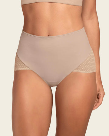 Bloomer clásico de control fuerte en abdomen, glúteos en tul#color_802-cafe-claro