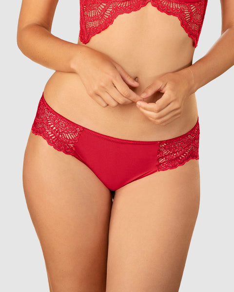 Bloomer cachetero, en tela lisa y encaje#color_377-rojo