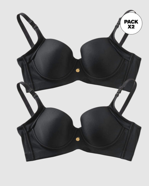 Paquete x2 brasieres de realce suave y cubrimiento alto en sisa y espalda cover bra#color_700-negro