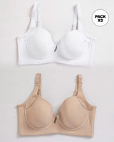 Cover bra paquete x2: brasier de realce suave y cubrimiento alto#color_s01-blanco-cafe