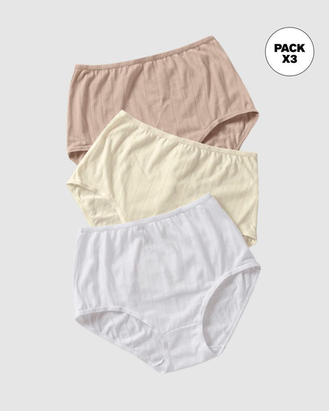 Paquete x 3 bloomers clásicos con excelente cubrimiento#color_s06-cafe-blanco-marfil