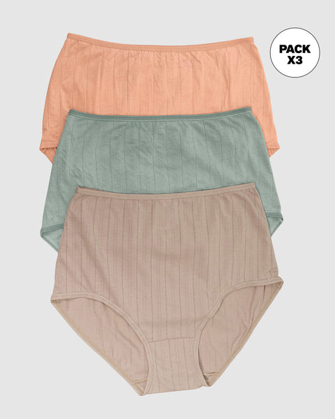 Paquete x 3 bloomers clásicos con excelente cubrimiento#color_s20-mandarina-gris-verdoso-cafe-claro