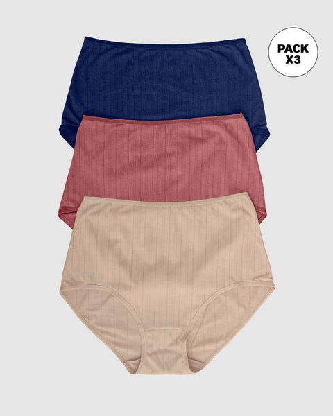 Paquete x 3 bloomers clásicos con excelente cubrimiento#color_s21-azul-oscuro-habano-rosa