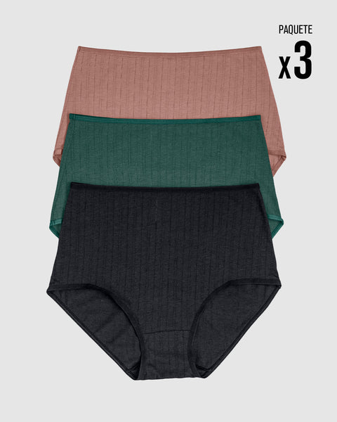 Paquete x 3 bloomers clásicos con excelente cubrimiento#color_s22-verde-negro-salmon