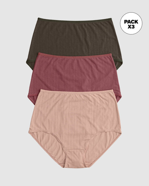 Paquete x 3 bloomers Clásicos con Excelente Cubrimiento#color_s23-verde-vino-rosa