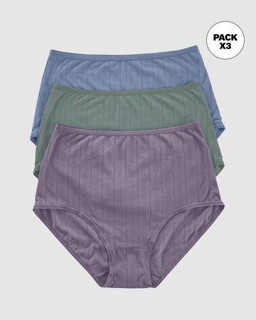 Paquete x 3 bloomers Clásicos con Excelente Cubrimiento#color_s24-lila-empolvado-verde-azul-empolvado