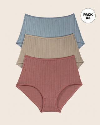 Paquete x 3 bloomers Clásicos con Excelente Cubrimiento#color_s28-azul-claro-cafe-medio-verde-medio