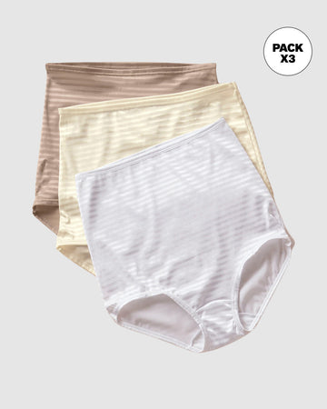 Paquete x 3 bloomers clásicos con máximo cubrimiento#color_s06-cafe-blanco-marfil