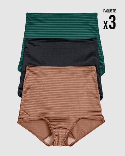 Paquete x 3 bloomers clásicos con máximo cubrimiento#color_s22-verde-negro-salmon