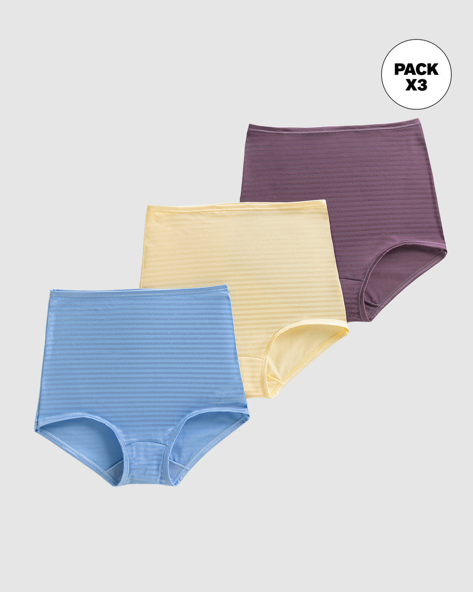 Paquete x 3 bloomers clásicos con máximo cubrimiento