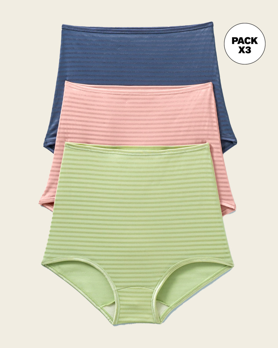 Paquete x 3 bloomers clásicos con máximo cubrimiento