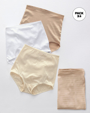 Paquete x 4 bloomers clásicos con máximo cubrimiento#color_s01-blanco-cafe-marfil