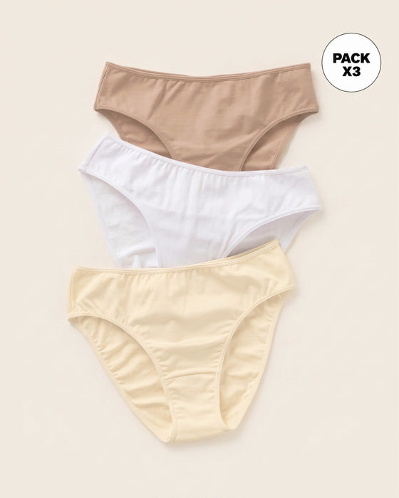Paquete x 3 bloomers tipo bikini con buen cubrimiento#color_s08-cafe-blanco-marfil