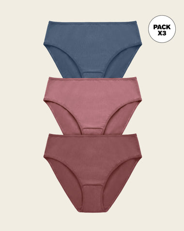 Paquete x 3 bloomers tipo bikini con buen cubrimiento#color_s15-azul-rosa-vino