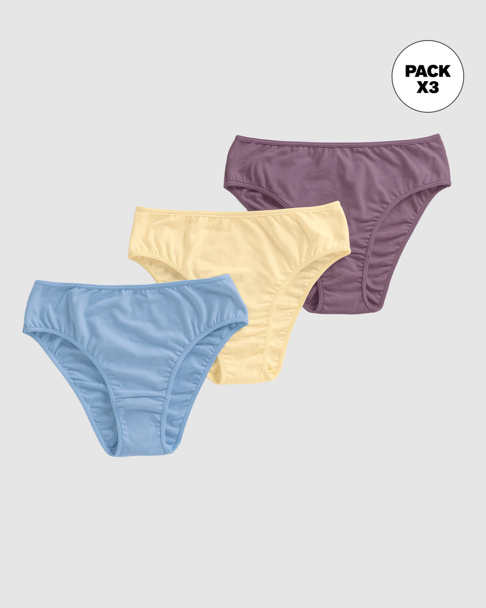 Paquete x 3 bloomers tipo bikini con buen cubrimiento