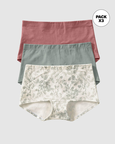 Paquete x 3 cómodos bloomers estilo bóxers en algodón elástico#color_s29-gris-palo-de-rosa-marfil-estampado