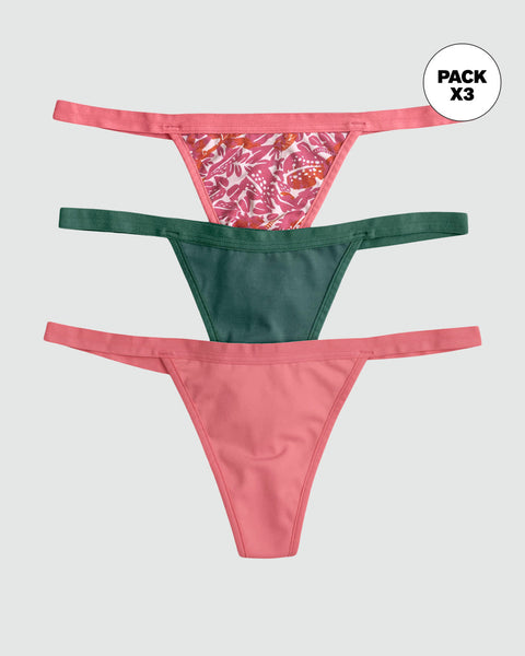 Paquete x 3  hilos de tiro bajo#color_s45-estampado-flores-verde-rosado